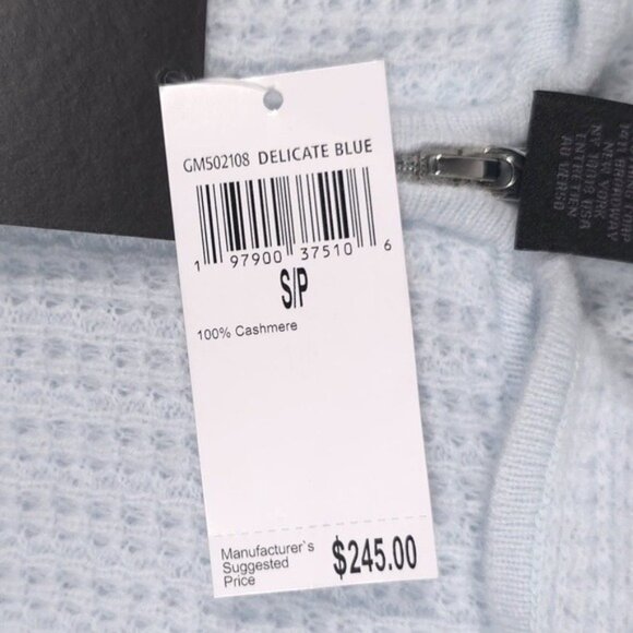 NWT MAGASCHONI 100% CASHMERE Women’s Knit Full Zip Hoodie DELICATE BLUE Size S/P - Picture 7 of 9